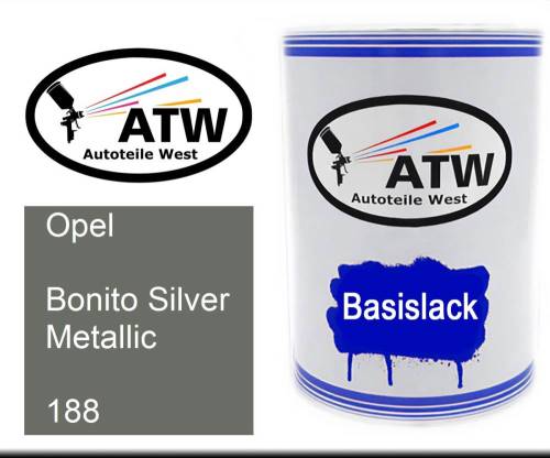 Opel, Bonito Silver Metallic, 188: 500ml Lackdose, von ATW Autoteile West.